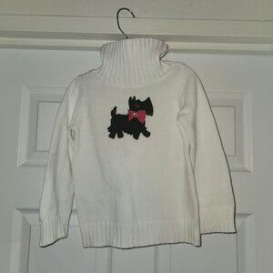 Gymboree White Scottie Dog Turtle Neck Sweater XM (3-4)